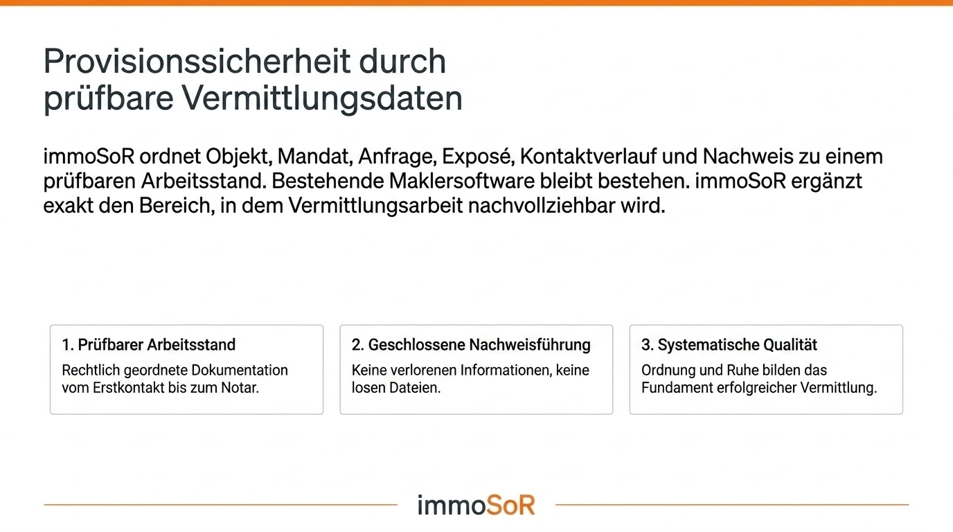 Schautafel 19 · Provisionssicherheit durch prüfbare Vermittlungsdaten
