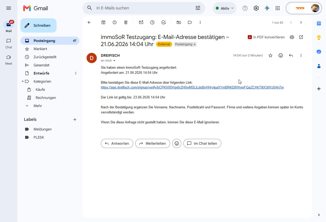 E-Mail im Postfach